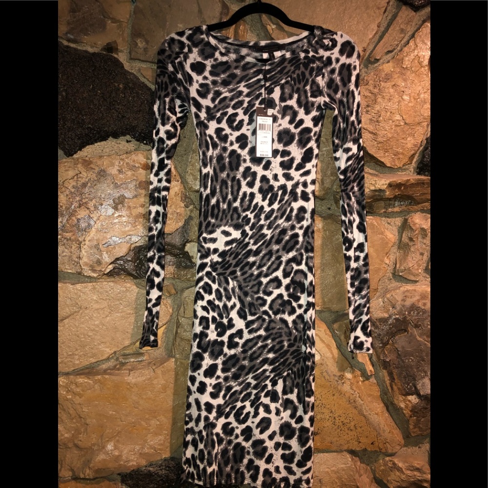BRAND NEW, grey combo cheetah print dress
